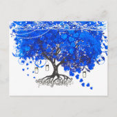 Invitation Carte Postale Cobalt Blue Heart Leaf Tree Wedding RSVP (Devant)