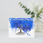 Invitation Carte Postale Cobalt Blue Heart Leaf Tree Wedding RSVP (Debout devant)