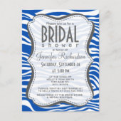 Invitation Carte Postale Cobalt Blue Zebra Stripes Poster de animal (Devant)