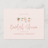 Invitation Carte Postale Cocktail rose de fille élégant moderne douche nupt (Devant)