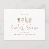 Invitation Carte Postale Cocktail rose de fille élégant moderne douche nupt (Devant)