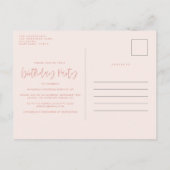 Invitation Carte Postale Cocktail rose de fille fête d'anniversaire design (Dos)