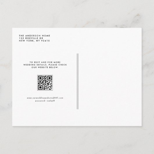 Invitation Carte Postale Code QR de mariage Hydrangea et Rose aquarelle ble (Dos)