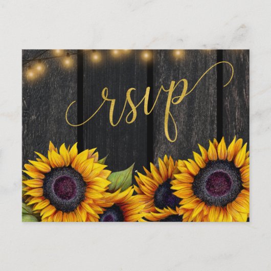 Invitation Carte Postale Code QR mariage de tournesol rustique RSVP (Devant)