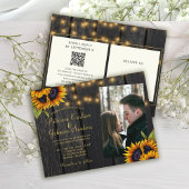 Invitation Carte Postale Code QR mariage de tournesol rustique tout en un