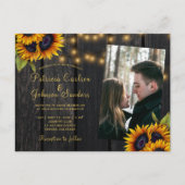 Invitation Carte Postale Code QR mariage de tournesol rustique tout en un (Devant)