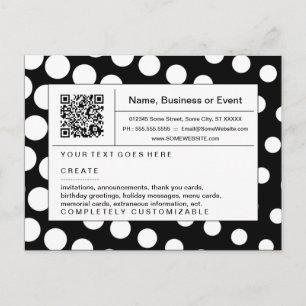 Invitation Carte Postale code QR raffiné : demi-teint noir et blanc