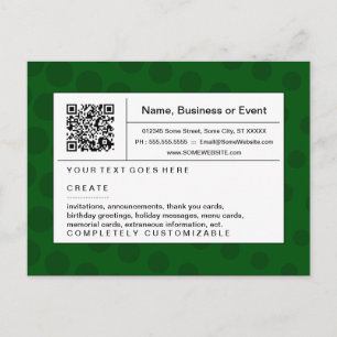 Invitation Carte Postale code QR raffiné : demi-ton vert