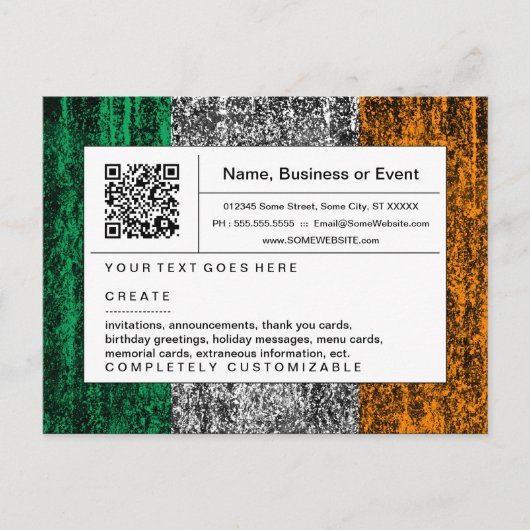 Invitation Carte Postale code QR raffiné : irlande (Devant)