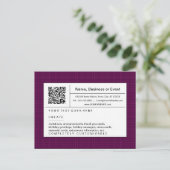 Invitation Carte Postale code QR raffiné : plaid magenta (Debout devant)
