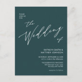 Invitation Carte Postale Code QR vert tout en un Mariage de script moderne (Devant)