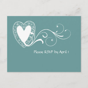 Invitation Carte Postale Coeur de dentelle victorien RSVP