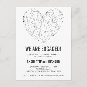 Invitation Carte Postale Coeur géométrique d'invitation de partie de