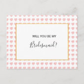 Invitation Carte Postale Coeur rose Floral Garland Matron d'honneur (Devant)