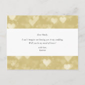 Invitation Carte Postale Coeurs d'or modernes Soyez ma femme d'honneur (Dos)