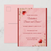 Invitation Carte Postale Cœurs modifiables et fioritures pour la Saint-Vale (Devant / Derrière)