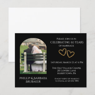 Invitation Carte Postale Coeurs photos personnalisées du 50e anniversaire d