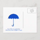 Invitation Carte Postale Colbalt Blue Flourt et Fête des mariées parapluie (Dos)