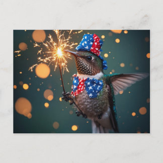 Invitation Carte Postale Colibri célébrant le quatre juillet