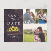 Invitation Carte Postale Collage photo en bois de tournesol rustique Enregi (Devant)