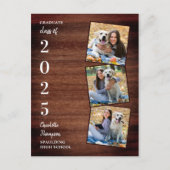 Invitation Carte Postale Collage photo en bois rustique Graduation (Devant)