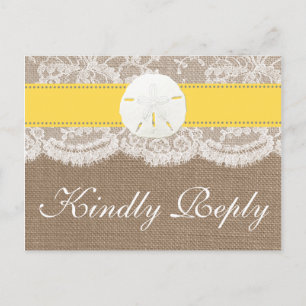 Invitation Carte Postale Collection de Mariages en dollars de sable jaune R