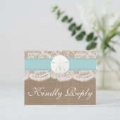 Invitation Carte Postale Collection de Mariages en dollars de sable turquoi (Debout devant)