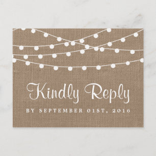 Invitation Carte Postale Collection de Mariages Rustic Burlap