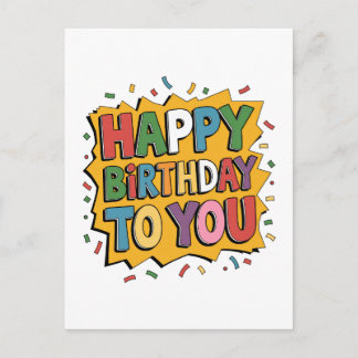 Invitation Carte Postale Comic Burst Joyeux Anniversaire