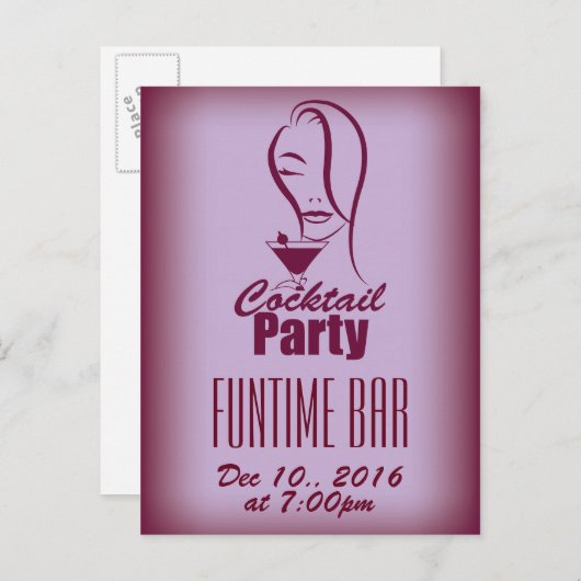 Invitation Carte Postale Conception de cocktail Party (Devant / Derrière)