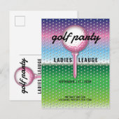 Invitation Carte Postale Conception de fête de golf pour dames élégantes (Devant / Derrière)