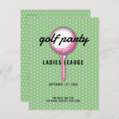 Invitation Carte Postale Conception de la fête de golf rose des dames (Devant / Derrière)