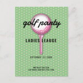Invitation Carte Postale Conception de la fête de golf rose pour dames (Devant)