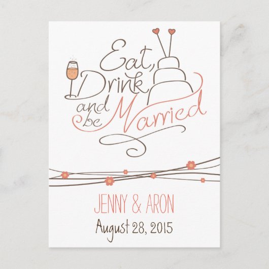 Invitation Carte Postale conception d'invitation de mariage (Devant)