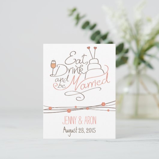 Invitation Carte Postale conception d'invitation de mariage (Debout devant)