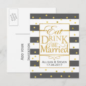 Invitation Carte Postale Conception 'Manger, boire et être marié' (Devant / Derrière)