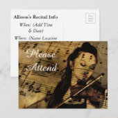 Invitation Carte Postale Concours de violon ou de musique de concert Invita (Devant / Derrière)