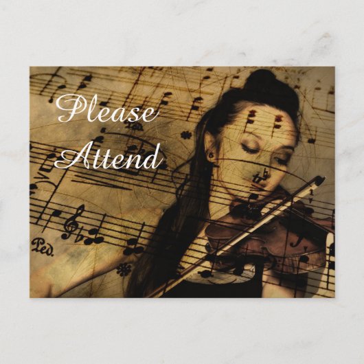 Invitation Carte Postale Concours de violon ou de musique de concert Invita (Devant)