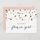 Invitation Carte Postale Confetti Rose Moderne Serez-Vous Ma Fille Fleur (Devant / Derrière)