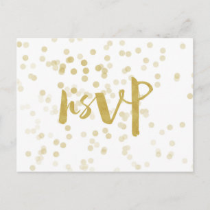 Invitation Carte Postale Confettis RSVP de feuille d'or de Faux
