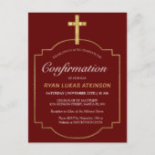 Invitation Carte Postale Confirmation de la Croix d'or simple de Bourgogne (Devant)