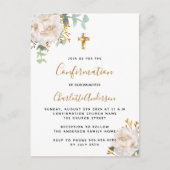 Invitation Carte Postale Confirmation eucalyptus blanc floral (Devant)