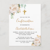 Invitation Carte Postale Confirmation eucalyptus blanc floral (Devant)