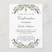 Invitation Carte Postale Confirmation lavande eucalyptus violet florales (Devant)