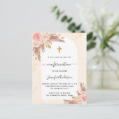 Invitation Carte Postale Confirmation pampas herbe rose or blush marbre (Debout devant)
