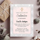 Invitation Carte Postale Confirmation rose d'argent or blush
