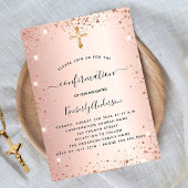 Invitation Carte Postale Confirmation rose or rose pâle