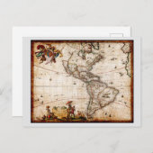 Invitation Carte Postale Continent of America Old Map (Devant / Derrière)