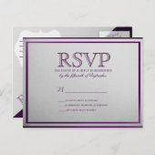 Invitation Carte Postale Contour Royal violet foncé sur dégradé gris (Devant / Derrière)