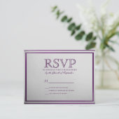 Invitation Carte Postale Contour Royal violet foncé sur dégradé gris (Debout devant)